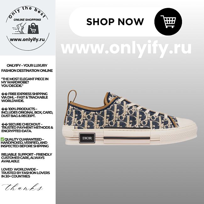 Dior B30 Sneaker in Blue and Beige Raffia-Effect Dior Oblique Denim – 3SN340ZQL_H577 - 1