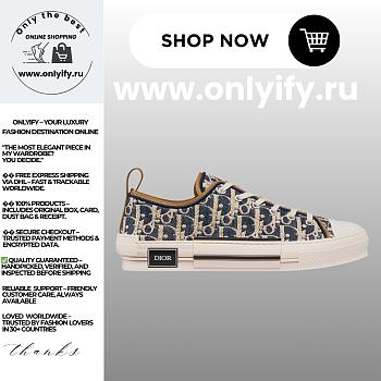 Dior B30 Sneaker in Blue and Beige Raffia-Effect Dior Oblique Denim – 3SN340ZQL_H577