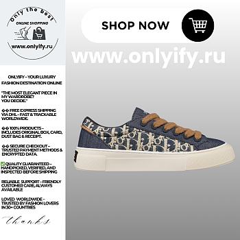 Dior B30 Sneaker in Blue Denim with Blue and Beige Raffia-Effect Dior Oblique Denim – 3SN303ZFK_H577