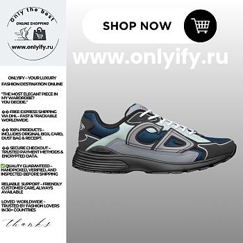Dior B30 Sneaker in Blue Technical Mesh with Mint Green, Black and Gray Technical Fabric – 3SN279ZRB_H954