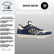 Dior B30 Sneaker in Blue, Cream, and Dior Gray Smooth Calfskin with Beige and Black Dior Oblique Jacquard – 3SN272ZIR_H568 - 1