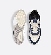 Dior B30 Sneaker in Blue, Cream, and Dior Gray Smooth Calfskin with Beige and Black Dior Oblique Jacquard – 3SN272ZIR_H568 - 4