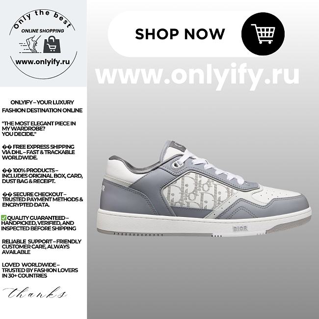 Dior B30 Sneaker in Gray Smooth Calfskin and White Dior Oblique Galaxy Leather – 3SN272ZIJ_H890 - 1