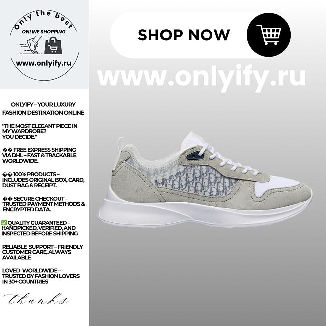 Dior B30 Sneaker in Gray Suede, White Technical Mesh, and Blue Dior Oblique Canvas – 3SN283ZMI_H865 - 1
