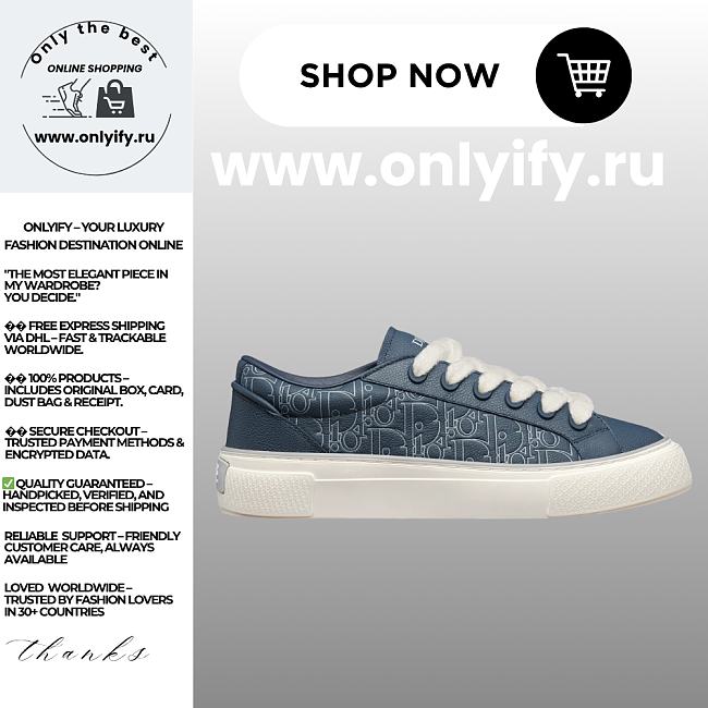 Dior B30 Sneaker in Navy Blue Calfskin and Dior Gravity Outline Leather – 3SN303ZQO_H578 - 1