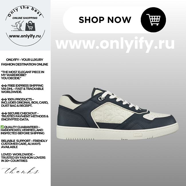 Dior B30 Sneaker in Navy Blue and White Calfskin with White Dior Gravity Leather – 3SN272ZAY_H528 - 1