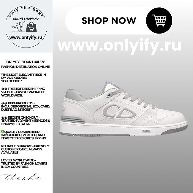 Dior B30 Sneaker in White and Dior Gray Smooth Calfskin with White Suede – 3SN318ZNT_H068 - 1
