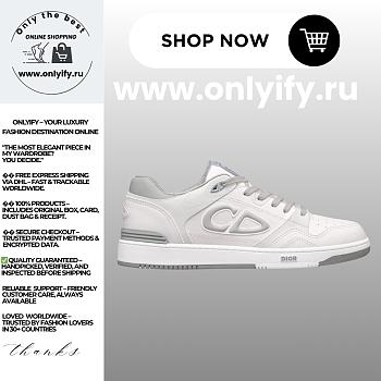 Dior B30 Sneaker in White and Dior Gray Smooth Calfskin with White Suede – 3SN318ZNT_H068