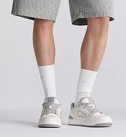 Dior B30 Sneaker in White and Dior Gray Smooth Calfskin with White Suede – 3SN318ZNT_H068 - 2