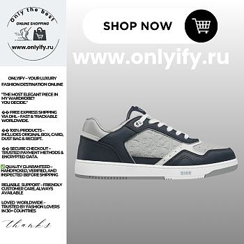 Dior B30 Sneaker in Navy Blue, Dior Gray, and White Grained Calfskin with Dior Gray Dior Gravity Leather – 3SN272ZAY_H533