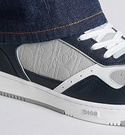 Dior B30 Sneaker in Navy Blue, Dior Gray, and White Grained Calfskin with Dior Gray Dior Gravity Leather – 3SN272ZAY_H533 - 4