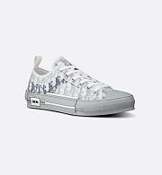 Dior B23 Low-Top Sneaker in White and Navy Blue Dior Oblique Canvas – 3SN249YNT_H568 - 2