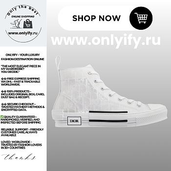 Dior B23 Low-Top Sneaker in White Dior Oblique Canvas – 3SH118YNT_H060