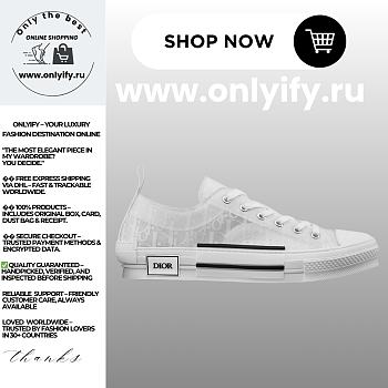 Dior B23 Low-Top Sneaker in White Dior Oblique Canvas – 3SN249YNT_H060