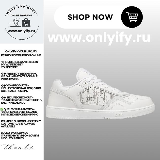 Dior B30 Sneaker in White Smooth Calfskin and White Dior Oblique Galaxy Leather – 3SN272ZSB_H000 - 1
