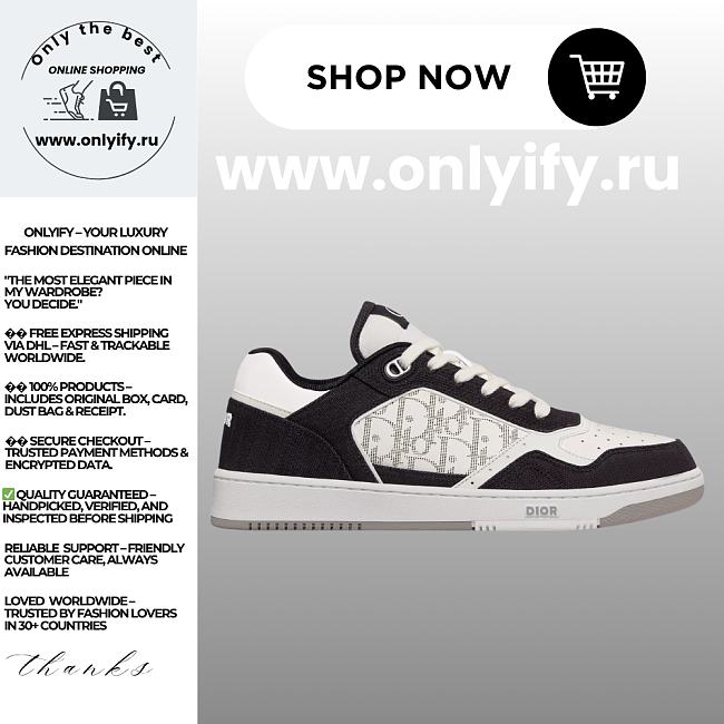 Dior B30 Sneaker in White Smooth Calfskin, Black Denim and White Dior Oblique Galaxy Leather – 3SN272ZAC_H960 - 1