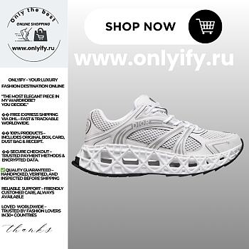 Dior B30 Sneaker in White Technical Fabric and White Technical Mesh – 3SN323ZCY_H068