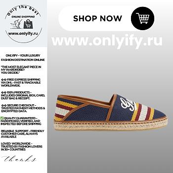 Gucci Men’s Espadrille with Gucci Script in Beige/Red – Style 824882 FAEH9 8850