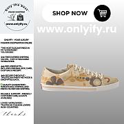 Prada Men’s Laced Floral Print Canvas Sneakers in Desert Beige - 1