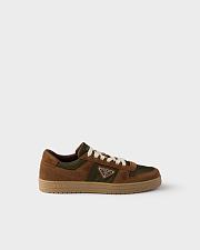 Prada Men’s Downtown Re-Nylon and Suede Sneakers in Cocoa Brown - 6