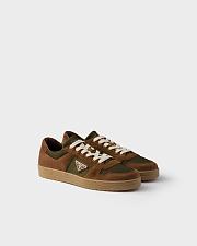 Prada Men’s Downtown Re-Nylon and Suede Sneakers in Cocoa Brown - 4