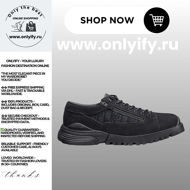 Dior Men’s Combat Derby Shoe in Black Suede and Black Dior Oblique Jacquard – Style 3DE379ZYH_H96 - 1