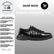 Dior Men’s Combat Derby Shoe in Black Polished Calfskin with Beige and Black Dior Oblique Jacquard – Style 3DE379ZXF_H961 - 1