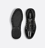 Dior Men’s Combat Derby Shoe in Black Polished Calfskin with Beige and Black Dior Oblique Jacquard – Style 3DE379ZXF_H961 - 6