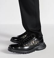 Dior Men’s Combat Derby Shoe in Black Polished Calfskin with Beige and Black Dior Oblique Jacquard – Style 3DE379ZXF_H961 - 2
