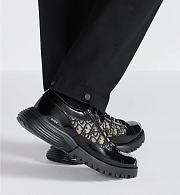 Dior Men’s Combat Derby Shoe in Black Polished Calfskin with Beige and Black Dior Oblique Jacquard – Style 3DE379ZXF_H961 - 3