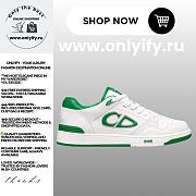 Dior Men’s B57 Dribble Low-Top Sneaker in White and Green Smooth Calfskin with White Suede – Style 3SN318ZNT_H066 - 1