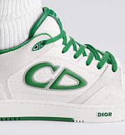 Dior Men’s B57 Dribble Low-Top Sneaker in White and Green Smooth Calfskin with White Suede – Style 3SN318ZNT_H066 - 5