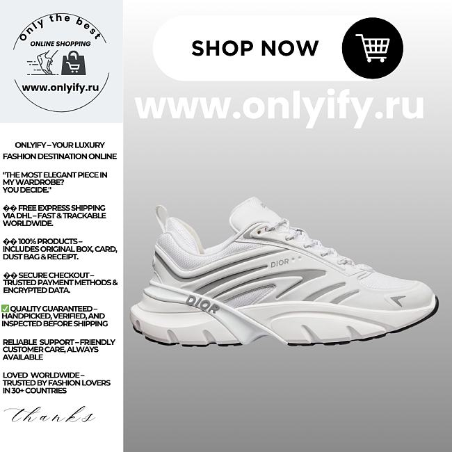 Dior Men’s B44 Blade Sneaker in White Technical Mesh and White Technical Fabric – Style 3SN306ZZY_H080 - 1