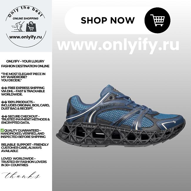 Dior Men’s B35 NXXT Sneaker in Blue and Black Technical Fabric with Blue Technical Mesh – Style 3SN323ZDX_H954 - 1