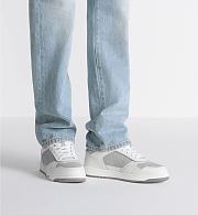 Dior Men’s B27 Uptown Low-Top Sneaker in White and Dior Gray Grained Calfskin with Dior Gray Dior Gravity Leather – Style 3SN272ZAY_H068 - 4