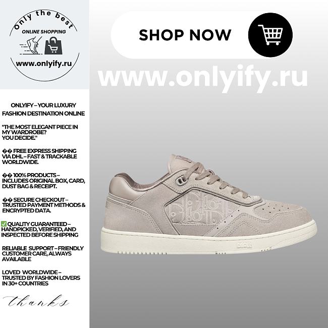 Dior Men’s B27 Uptown Low-Top Sneaker in Gray Suede and Dior Gravity Suede – Style 3SN272ZEC_H858 - 1