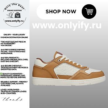 Dior B27 Uptown Low-Top Sneaker Cognac and White Grained Calfskin with White Dior Gravity Leather – Luxury Men’s Designer Sneaker 3SN272ZAY_H7751