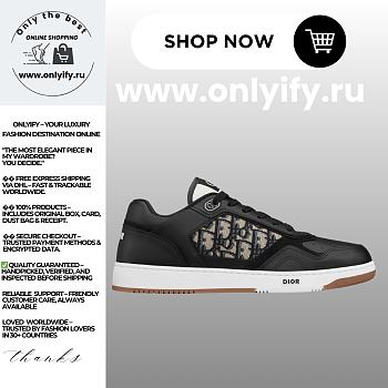 Dior B27 Uptown Low-Top Sneaker Black Smooth Calfskin with Beige and Black Dior Oblique Jacquard – Luxury Men’s Designer Sneaker 3SN272ZIR_H965