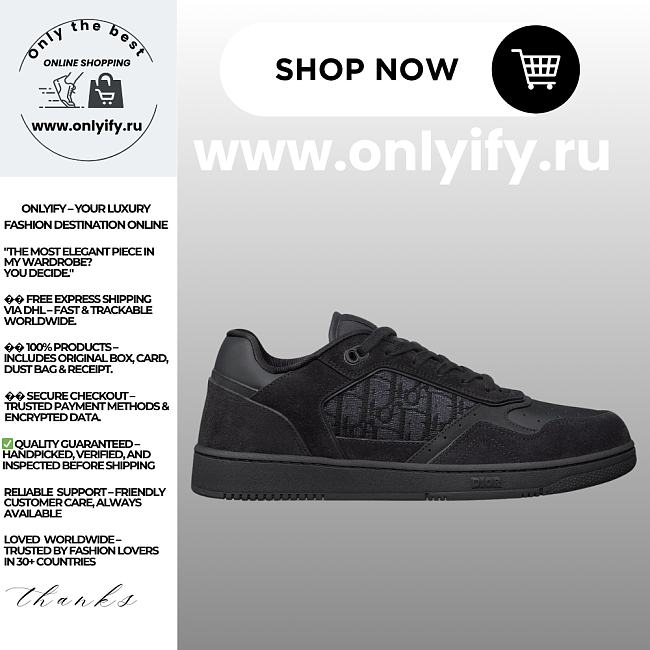 Dior B27 Uptown Low-Top Sneaker Black Suede, Black Smooth Calfskin & Black Dior Oblique Jacquard – Luxury Men’s Designer Sneaker 3SN272AAH_H900 - 1