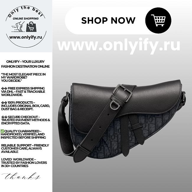 Dior Saddle Bag Black Dior Oblique Jacquard & Black Grained Calfskin 1ADPO413YKS_H03E – Men’s Luxury Crossbody Bag - 1