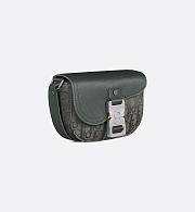 Dior Mini Saddle Messenger Bag with Flap Anthracite Gray Dior Oblique Canvas & Grained Calfskin 2ADCA435JCL_H870 – Men’s Luxury Crossbody - 3