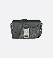 Dior Mini Saddle Messenger Bag with Flap Anthracite Gray Dior Oblique Canvas & Grained Calfskin 2ADCA435JCL_H870 – Men’s Luxury Crossbody - 2