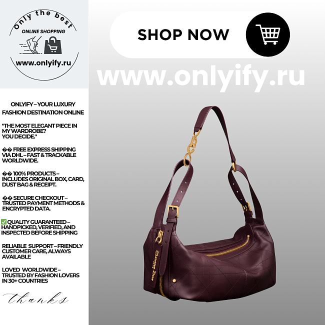 Dior Medium D-Journey Bag in Vintage Smooth Calfskin Plum Flat Macrocannage M2417UBUQ_M42R – Luxury Women’s Handbag & Crossbody Bag - 1