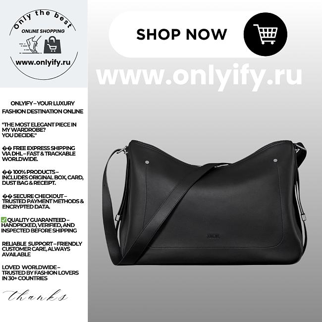 Dior Large Slider Zipped Hobo Bag in Black Smooth Calfskin – 1LEHO066URB_H00N Luxury Women’s Shoulder & Handbag - 1