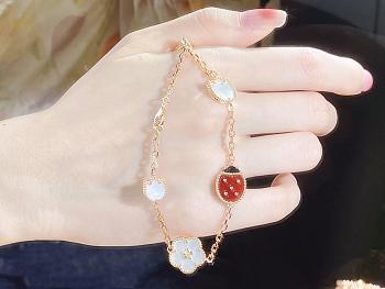 Van Cleef & Arpels Lucky Spring Bracelet 5 Motifs VCARP7RR00 – 18k Rose Gold Carnelian & Diamond Jewelry