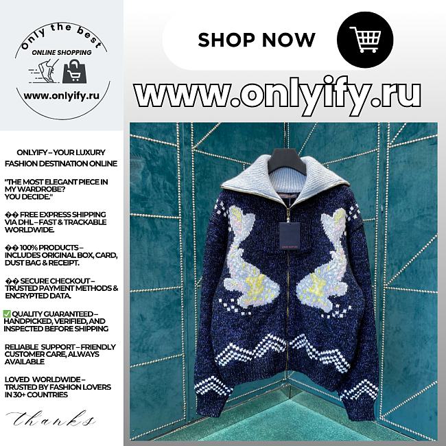Louis Vuitton Zippered Knitted Blouson – Blue Luxury Ready-to-Wear (1AIMB0) - 1