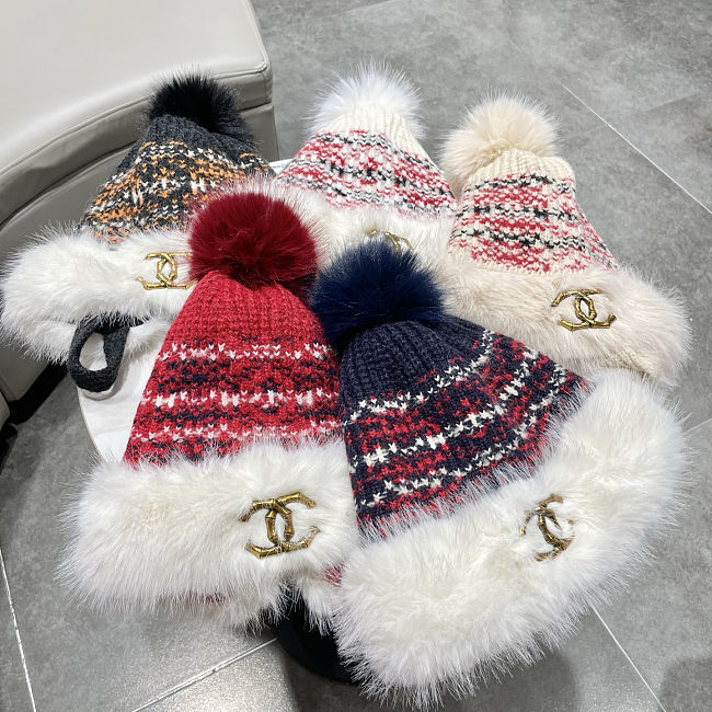 Chanel Beanie with Fur Trim & Pom-Pom | Women’s Luxury Winter Hat - 1