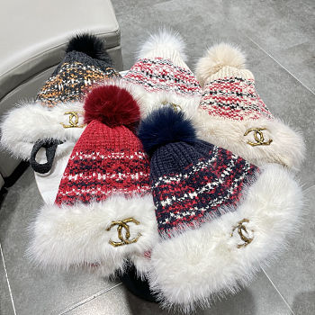 Chanel Beanie with Fur Trim & Pom-Pom | Women’s Luxury Winter Hat